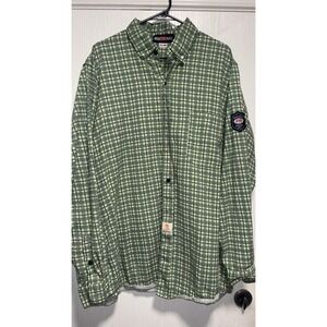 BOCOMAL FR Flame Resistant Men 2XL Long Plaid Long Sleeve Button Up Shirt